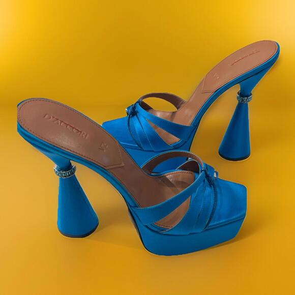 Shoes - $1195 D'Accori Sienna  Satin Platform Mules Sky High size 38.5